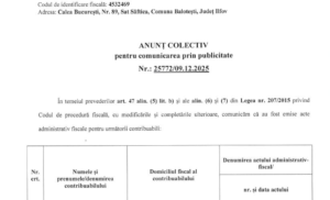 Anunț colectiv pentru comunicare prin publicitate